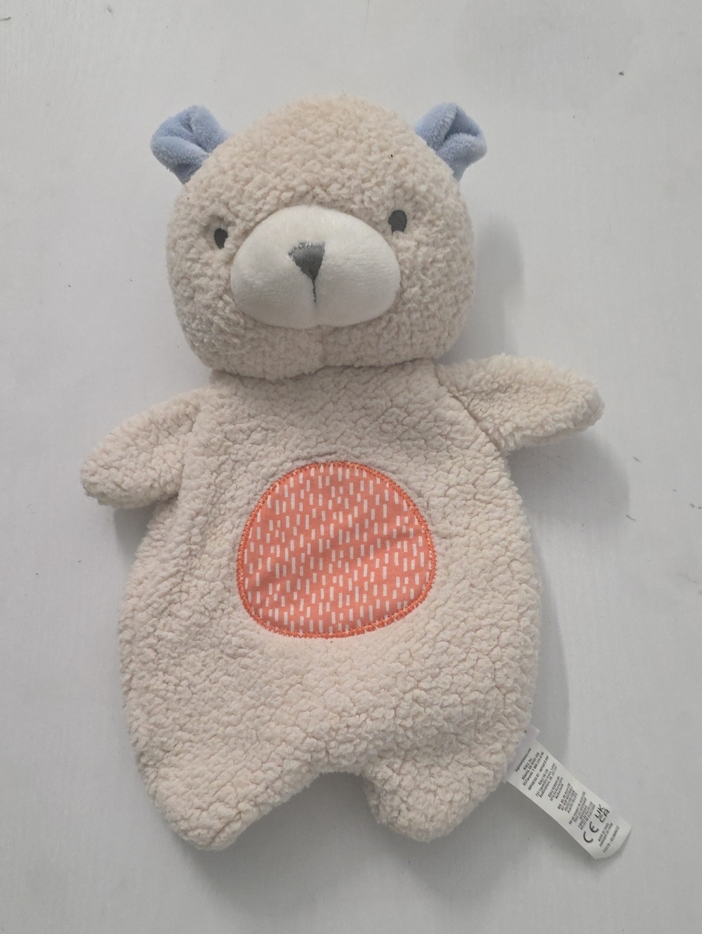 Cream Plush Bear Comforter with Orange Belly Patch